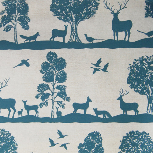 Animal Blue Fabric - Cairngorms Printed Cotton Fabric (By The Metre) Azure Voyage Maison