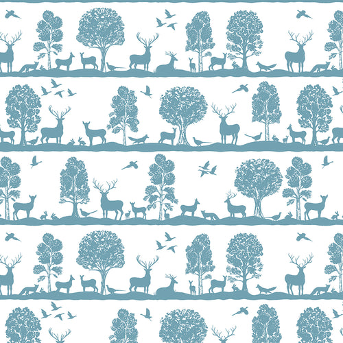 Animal Blue Wallpaper - Cairngorms  1.4m Wide Width Wallpaper (By The Metre) Azure Voyage Maison