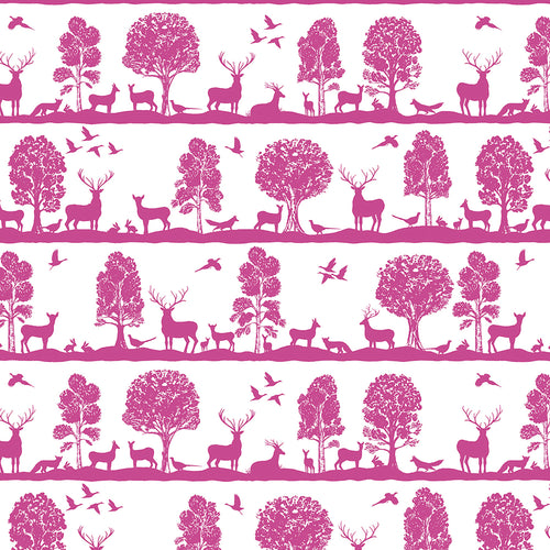 Animal Pink Wallpaper - Cairngorms  1.4m Wide Width Wallpaper (By The Metre) Berry Voyage Maison