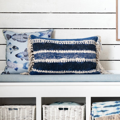 Voyage Maison Cairns Printed Feather Cushion in Cobalt