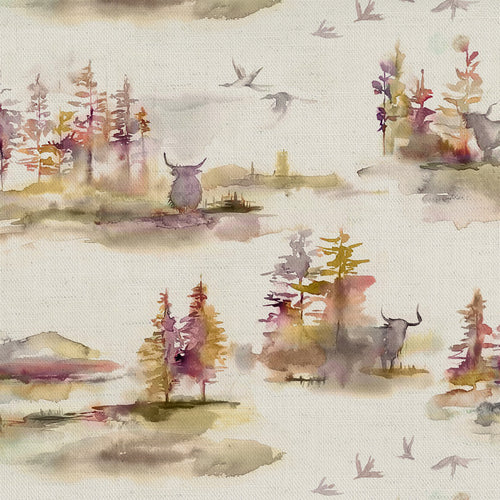 Animal Beige Fabric - Caledonian Printed Cotton Fabric (By The Metre) Plum Voyage Maison