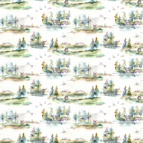 Animal Blue Fabric - Caledonian Printed Cotton Fabric (By The Metre) Topaz Voyage Maison