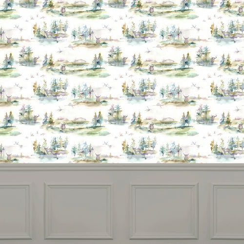 Animal Blue Wallpaper - Caledonian Forest  1.4m Wide Width Wallpaper (By The Metre) Topaz Voyage Maison