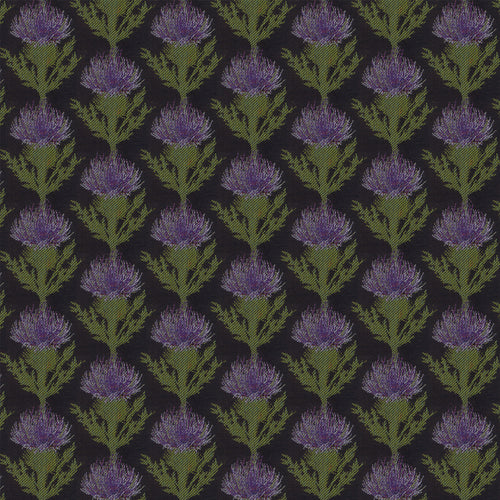 Floral Black Fabric - Moray Woven Jacquard Fabric (By The Metre) Violet Voyage Maison