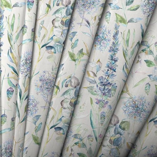 Floral Blue Fabric - Carneum Floral Printed Cotton Fabric Capri Cream Voyage Maison