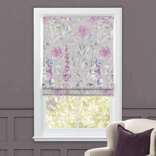 Floral Purple M2M - Carneum Floral Printed Cotton Made to Measure Roman Blinds Raspberry Voyage Maison