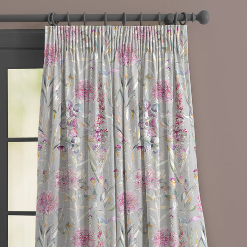 Floral Grey M2M - Carneum Fiona Printed Made to Measure Curtains Raspberry Voyage Maison