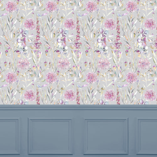 Floral Pink Wallpaper - Carneum  1.4m Wide Width Wallpaper (By The Metre) Raspberry Voyage Maison