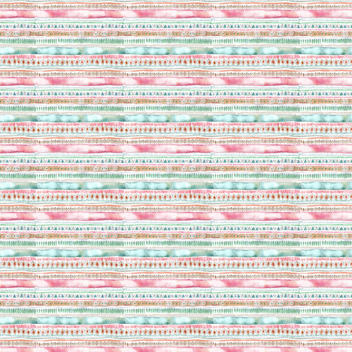 Striped Pink Fabric - Carnival Stripe Printed Cotton Fabric (By The Metre) Dusk Voyage Maison