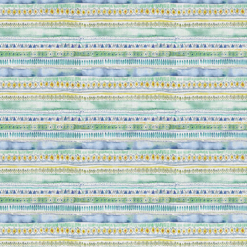 Striped Blue Fabric - Carnival Stripe Printed Cotton Fabric (By The Metre) Lagoon Voyage Maison