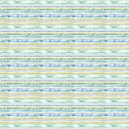 Striped Blue Fabric - Carnival Stripe Printed Cotton Fabric (By The Metre) Lagoon Voyage Maison