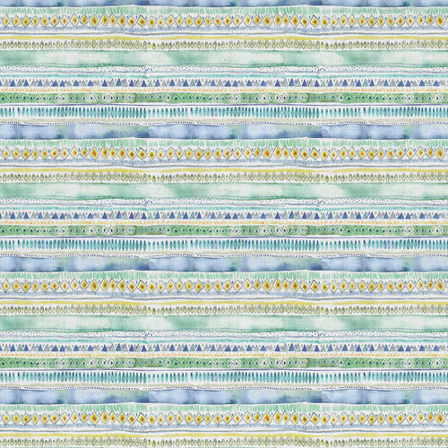 Samples - Carnival Stripe Printed Fabric Sample Swatch Lagoon Voyage Maison