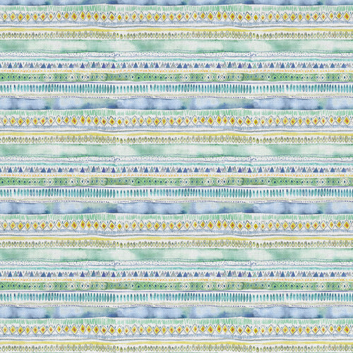  Samples - Carnival Stripe Printed Fabric Sample Swatch Lagoon Voyage Maison