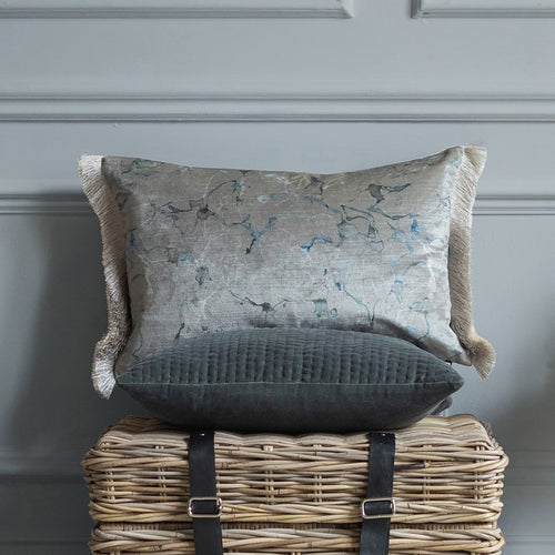 Abstract Grey Cushions - Carrara Fringed Feather Filled Cushion Frost Additions