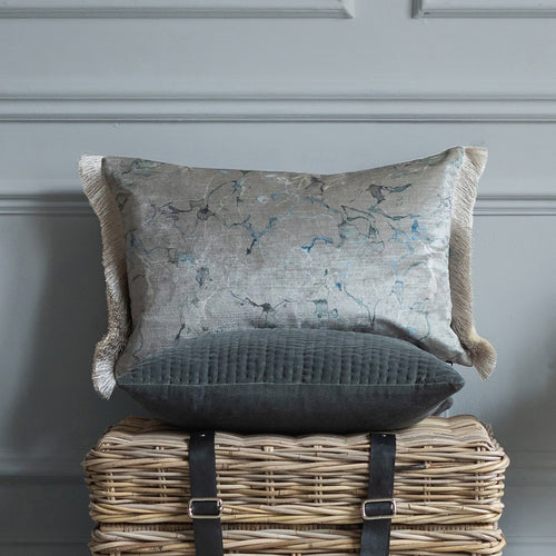 Voyage Maison Carrara Fringed Feather Cushion in Frost