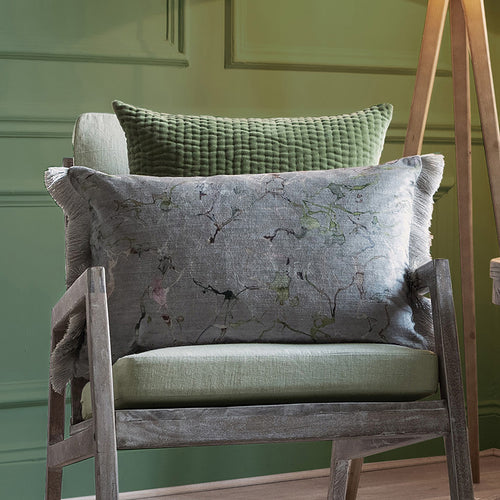 Abstract Green Cushions - Carrara Fringed Feather Filled Cushion Meadow Additions