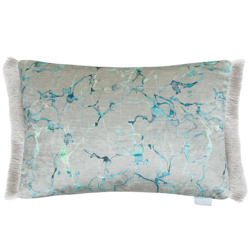 Additions Carrara Fringed Feather Cushion in Ocean