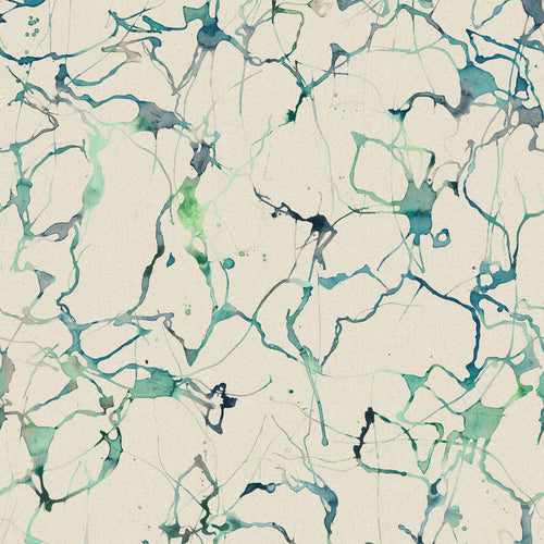 Abstract Blue Fabric - Carrara Printed Cotton Fabric Ocean Additions
