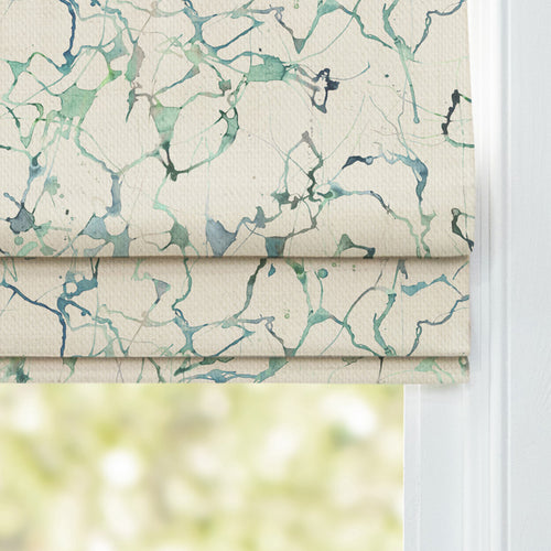 Abstract Blue M2M - Carrara Printed Cotton Made to Measure Roman Blinds Ocean Voyage Maison