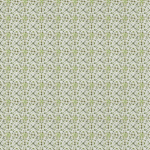 Geometric Green Fabric - Casia Printed Cotton Fabric (By The Metre) Sage Voyage Maison