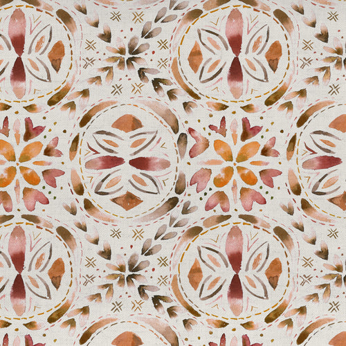 Geometric Orange Fabric - Casia Printed Cotton Fabric (By The Metre) Terracotta Voyage Maison