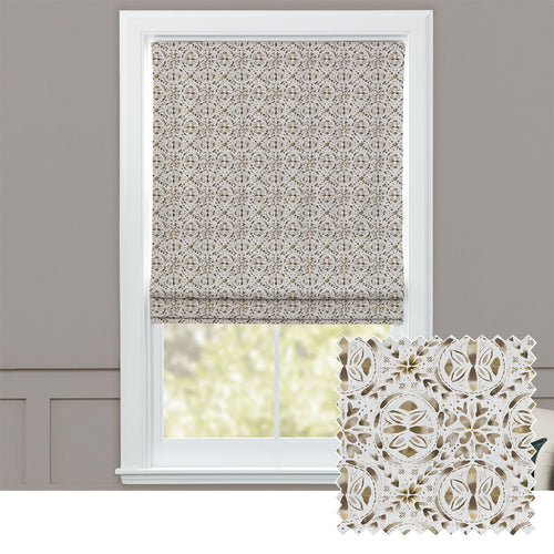 Geometric Beige M2M - Casia Printed Cotton Made to Measure Roman Blinds Stone Voyage Maison