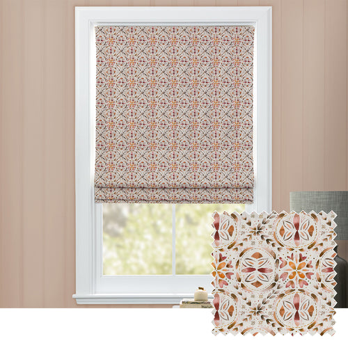 Geometric Orange M2M - Casia Printed Cotton Made to Measure Roman Blinds Terracotta Voyage Maison