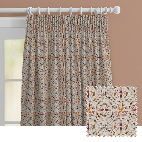 Geometric Orange M2M - Casia Printed Cotton Made to Measure Curtains Terracotta Voyage Maison