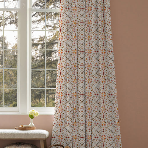Geometric Orange M2M - Casia Printed Cotton Made to Measure Curtains Terracotta Voyage Maison