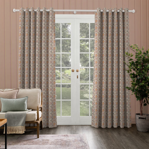 Geometric Orange M2M - Casia Printed Cotton Made to Measure Curtains Terracotta Voyage Maison