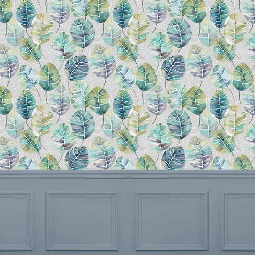 Floral Blue Wallpaper - Cassava  1.4m Wide Width Wallpaper (By The Metre) Capri Voyage Maison