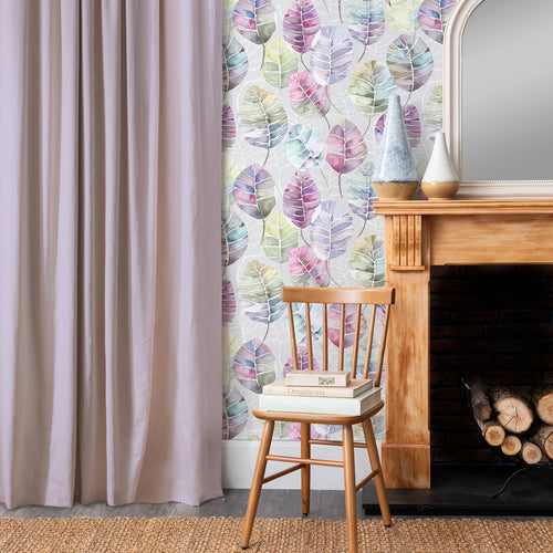 Floral Purple Wallpaper - Cassava  1.4m Wide Width Wallpaper (By The Metre) Sorbet Voyage Maison
