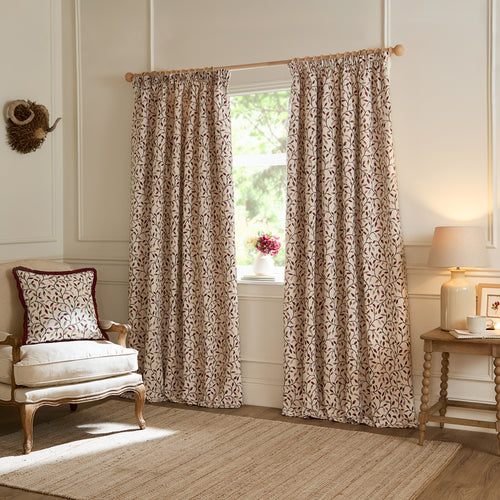 Floral Purple Curtains - Cervino Jacquard Room Darkening Pencil Pleat Curtains Damson Voyage Maison