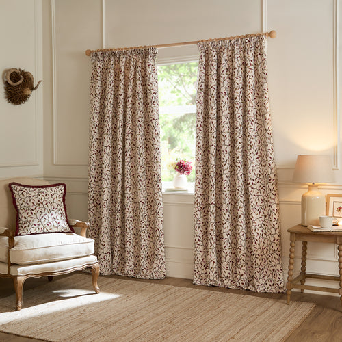 Cervino Jacquard Room Darkening Pencil Pleat Curtains Damson