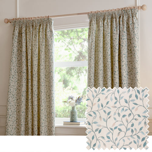Cervino Jacquard Room Darkening Pencil Pleat Curtains Duck Egg