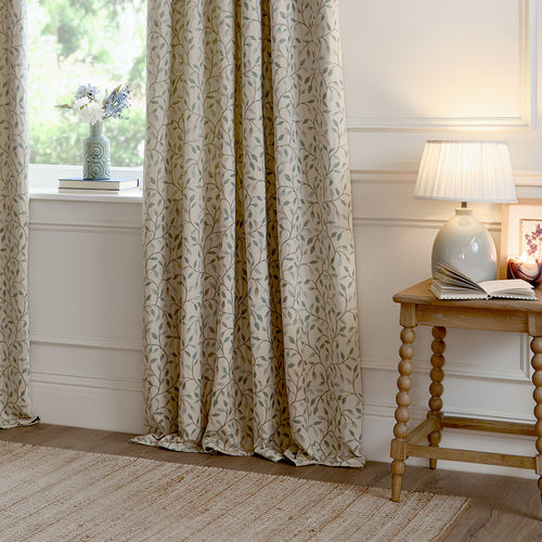 Floral Blue Curtains - Cervino Jacquard Room Darkening Pencil Pleat Curtains Duck Egg Voyage Maison
