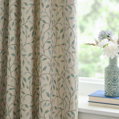 Floral Blue Curtains - Cervino Jacquard Room Darkening Pencil Pleat Curtains Duck Egg Voyage Maison