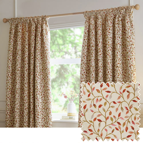 Floral Beige Curtains - Cervino Jacquard Room Darkening Pencil Pleat Curtains Rednut Voyage Maison