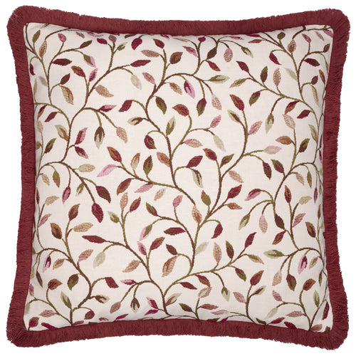 Floral Pink Cushions - Cervino Fringed Jacquard Cushion Cover Damson Voyage Maison