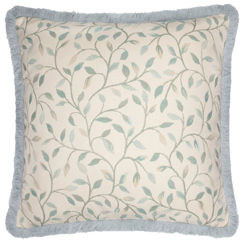 Floral Blue Cushions - Cervino Fringed Jacquard Cushion Cover Duck Egg Voyage Maison