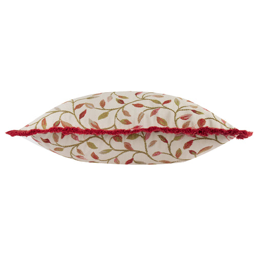 Floral Red Cushions - Cervino Fringed Jacquard Cushion Cover Rednut Voyage Maison