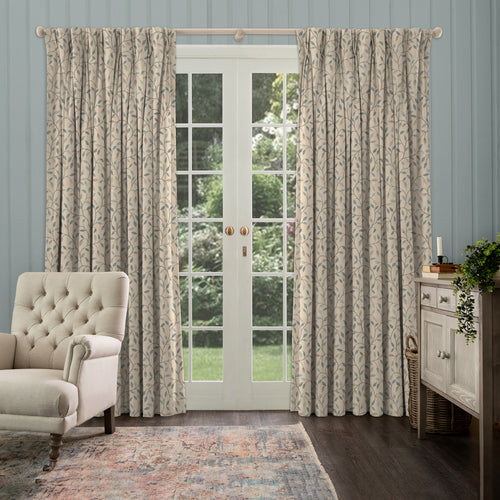 Floral Blue M2M - Cervino Woven Jacquard Made to Measure Curtains Default Voyage Maison