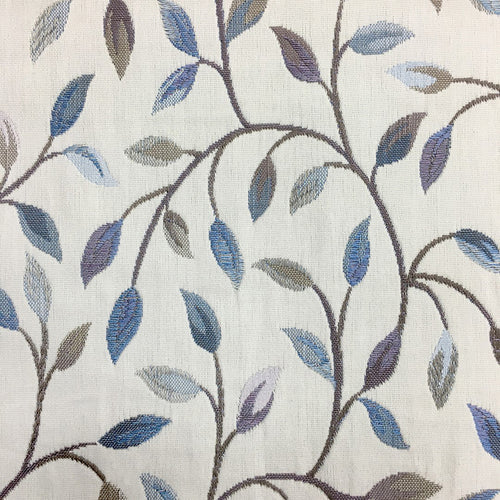 Floral Blue Fabric - Cervino Woven Jacquard Fabric (By The Metre) Bluebell Voyage Maison