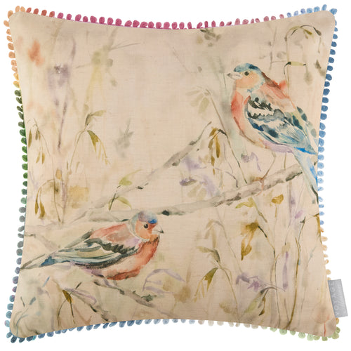 Animal Cream Cushions - Chaffinch Printed Feather Filled Cushions Natural Voyage Maison