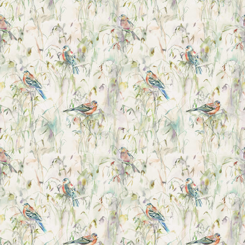 Animal Green Fabric - Chaffinch Printed Cotton Fabric (By The Metre) Natural Voyage Maison