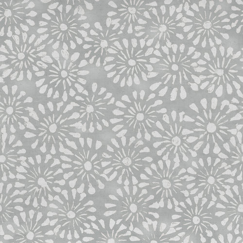 Floral Silver Fabric - Chambery Printed Cotton Fabric (By The Metre) Silver Voyage Maison