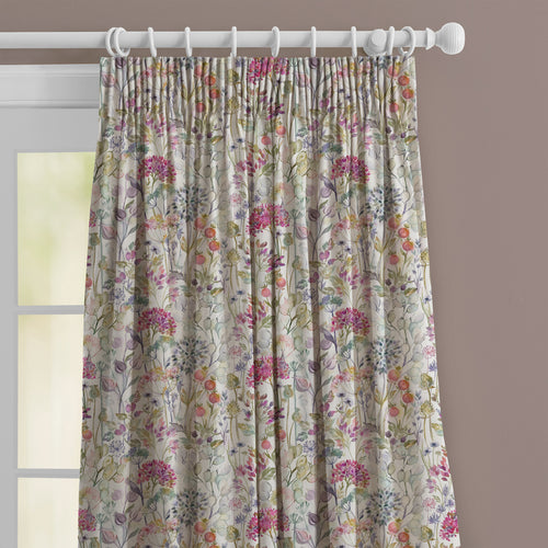 Floral Cream Curtains - Country Hedgerow Printed Pencil Pleat Curtains Lotus Cream Voyage Maison