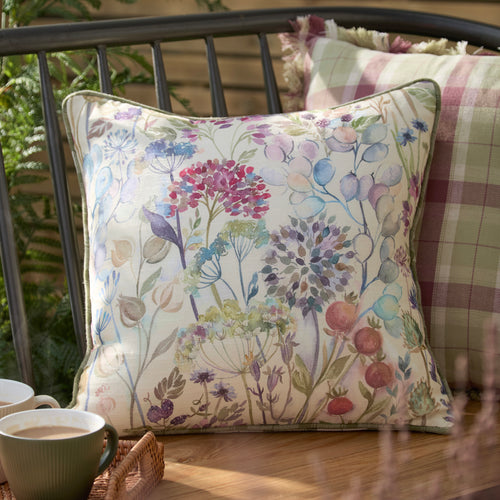 Check Green Cushions - Country Hedgerow Reversible Outdoor Polyester Filled Cushion Moss Voyage Maison