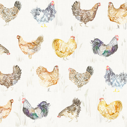 Animal Brown Wallpaper - Chook  1.4m Wide Width Wallpaper (By The Metre) Cream Voyage Maison