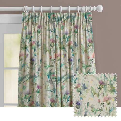 Floral Cream M2M - Cirsium Linen Printed Made to Measure Curtains Damson Voyage Maison